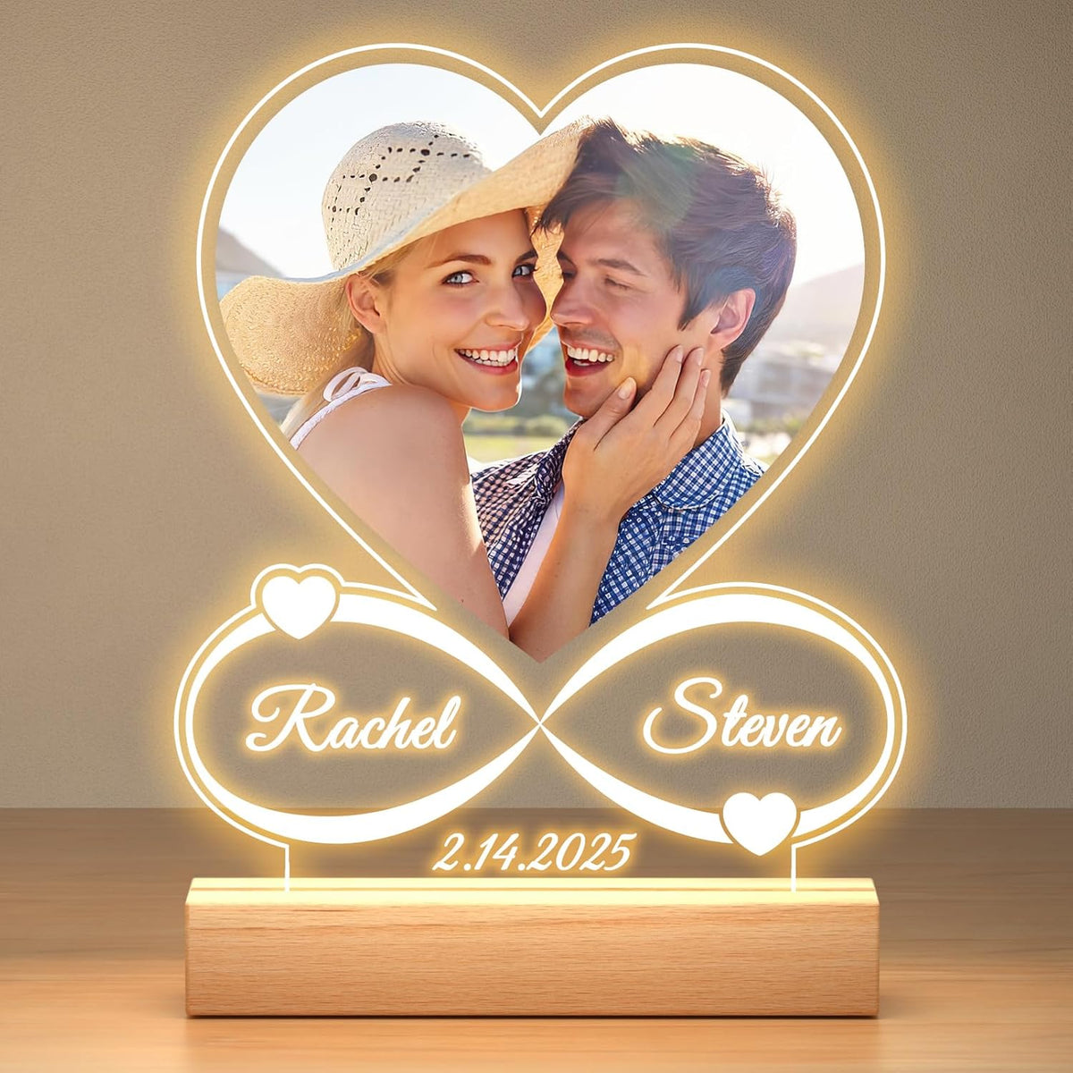 Custom Picture Frames with Photo, Customized Photo Frame with Night Light, Personalized Picture