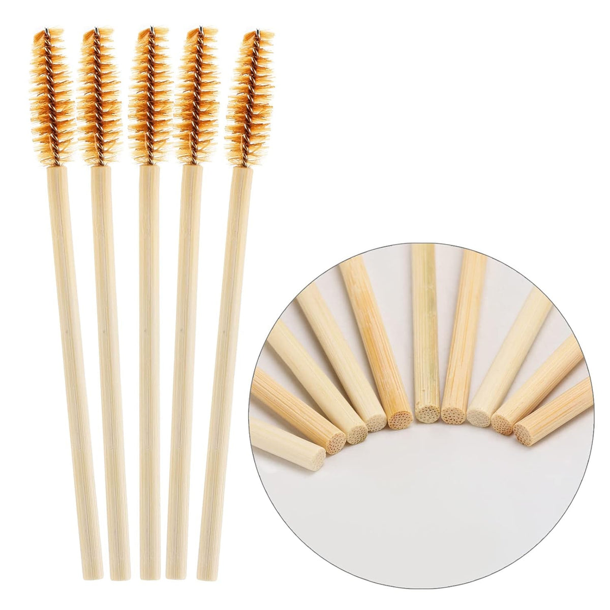 Tbestmax 150 Disposable Mascara Wands Eyelash Brush Spoolies for Eye Lash Extension Eyebrow Bamboo