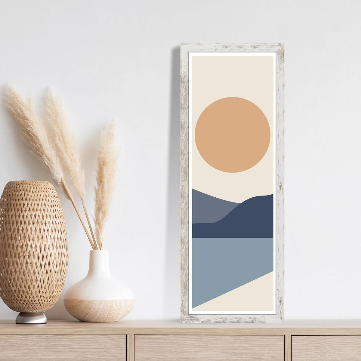 12x36 Picture Frame 2 Packs, Real Glass and Distressed White Wood Frame, Display Collage Pictures