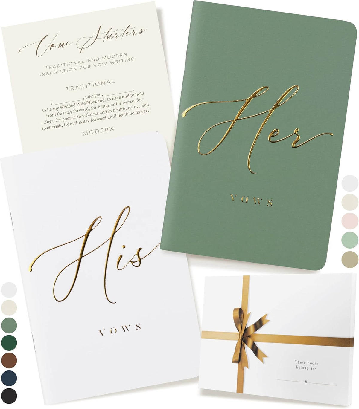 ARTESORI Wedding Vow Book for Her & Him, Soft Touch, Gold Engraving, 28 Lined Pages, Wedding Vow
