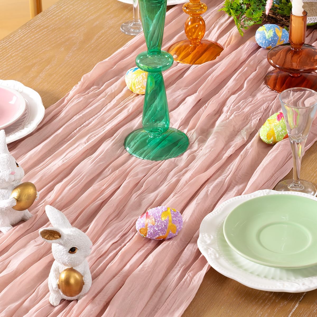 Pink Cheesecloth Table Runner 10 Pack Fall Table Runners Boho Gauze 120 Inches Light Pink Cheese