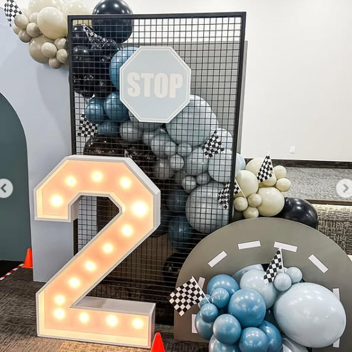 Race Car Balloon,Blue and Black Balloons,Dusty Blue Black Latex Balloon for Boys Girls Baby Shower