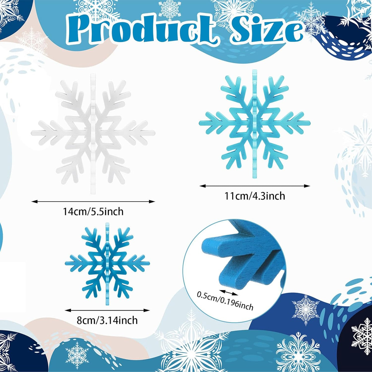 Bucherry 12 Pcs Wooden Snowflake Table Decor 3D Snowflake Tabletop Signs and Centerpiece for