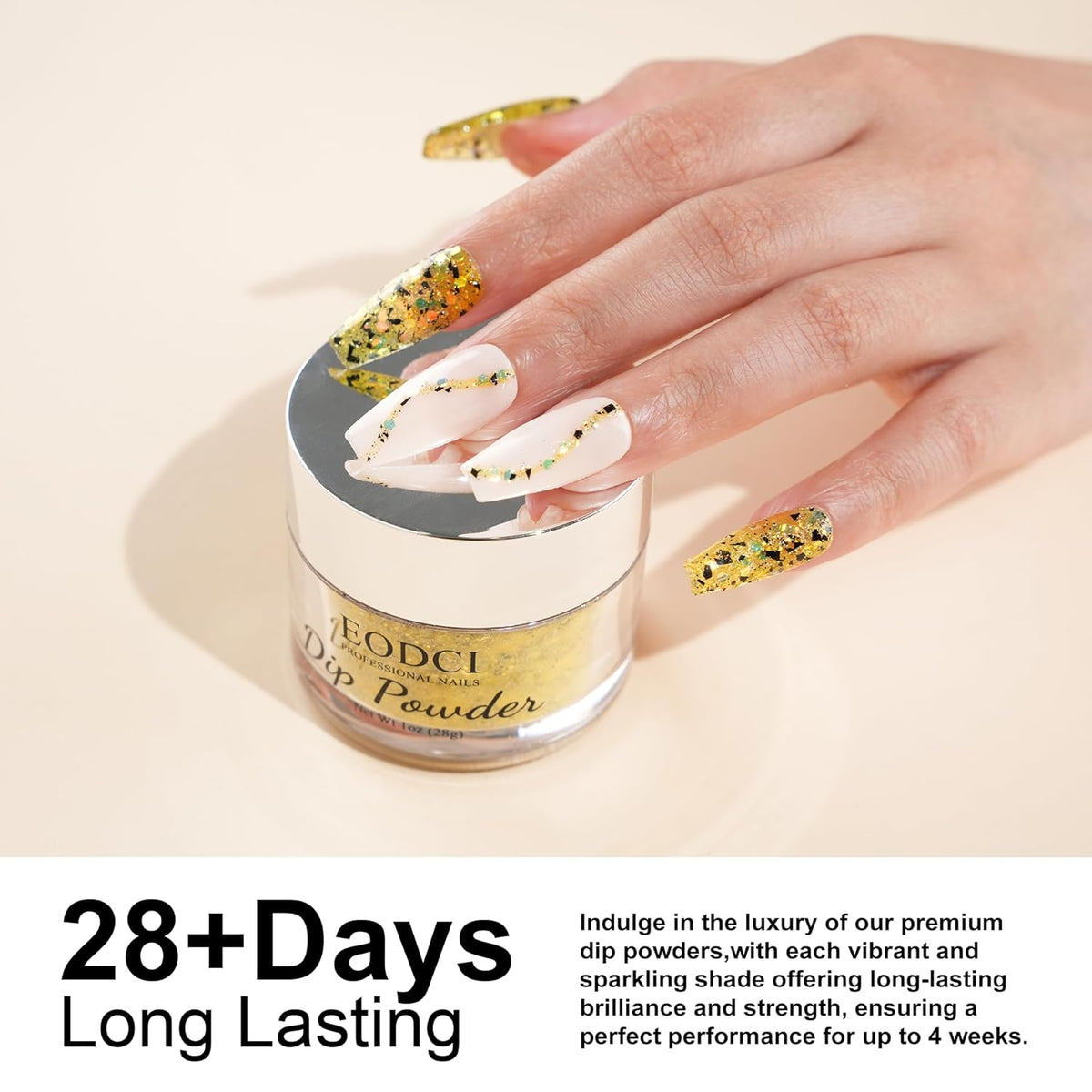 Dip Powder Eggshell Yellow Color French Glitter tinfoil Nail Art Starter Manicure Salon DIY at Home