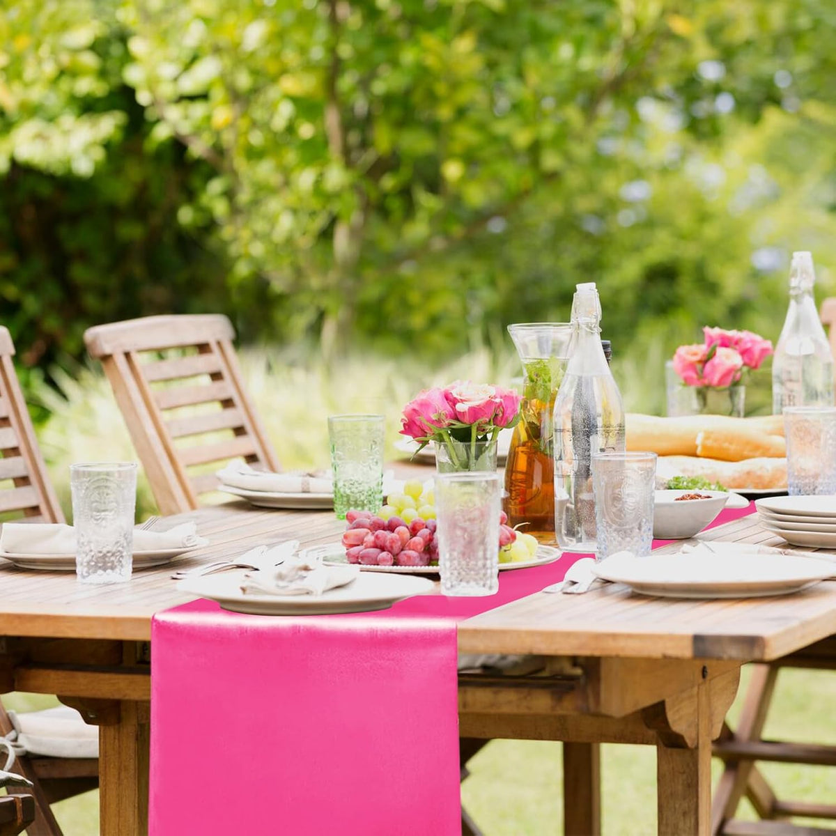 10 Pack Satin Table Runner 12 x 108 Inch Long Fuchsia Silk Table Runner for Wedding Party Banquet