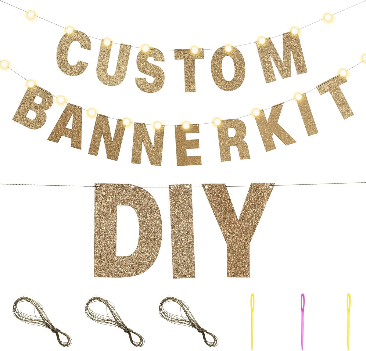 TaoBary 112 Pcs DIY Letter Custom Banner Glitter Customizable Banner Kit Including 107 Letters and