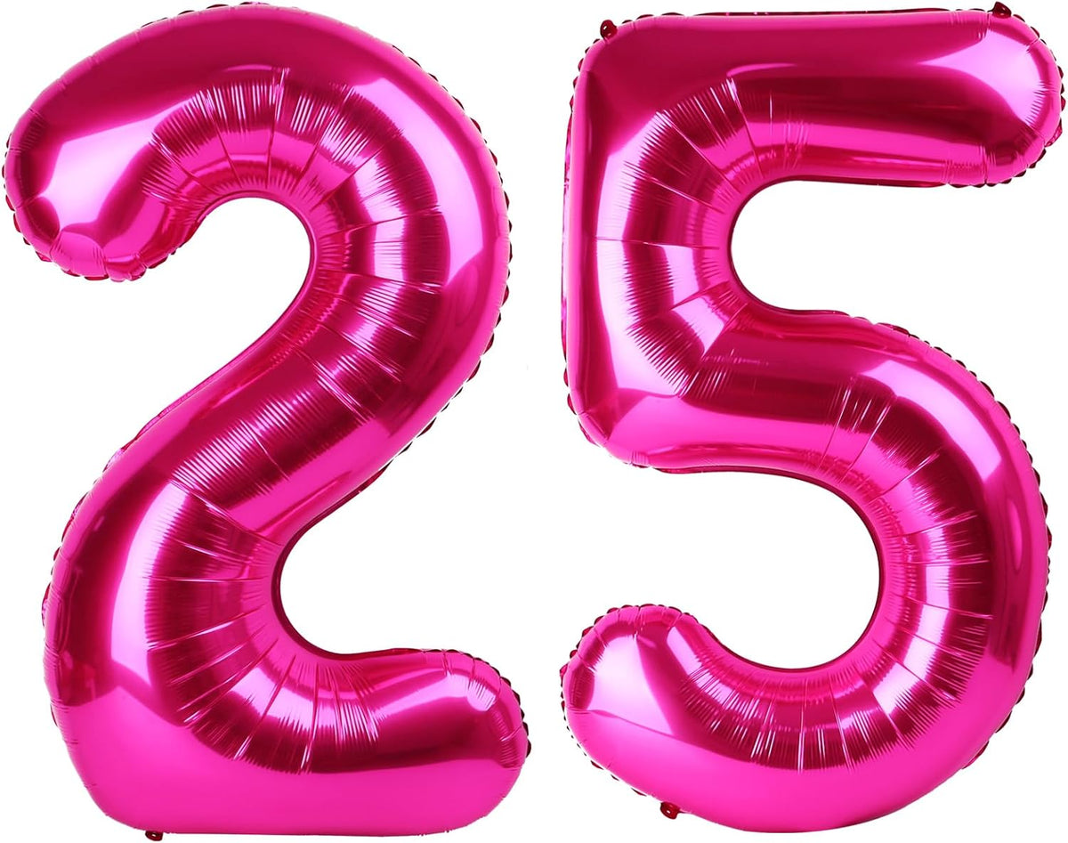 Hot Pink 40 Inch Large Number 25 Birthday Balloon, 25 25th Birthday Celebration Decorations, Foil