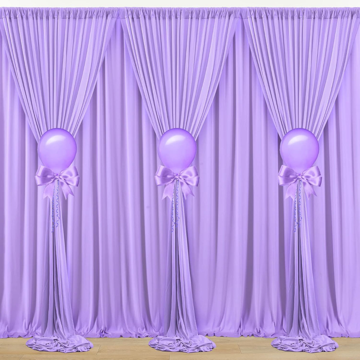 40 ft x 10 ft Wrinkle Free Lavender Backdrop Curtain for Parties, Polyester Light Purple Photo