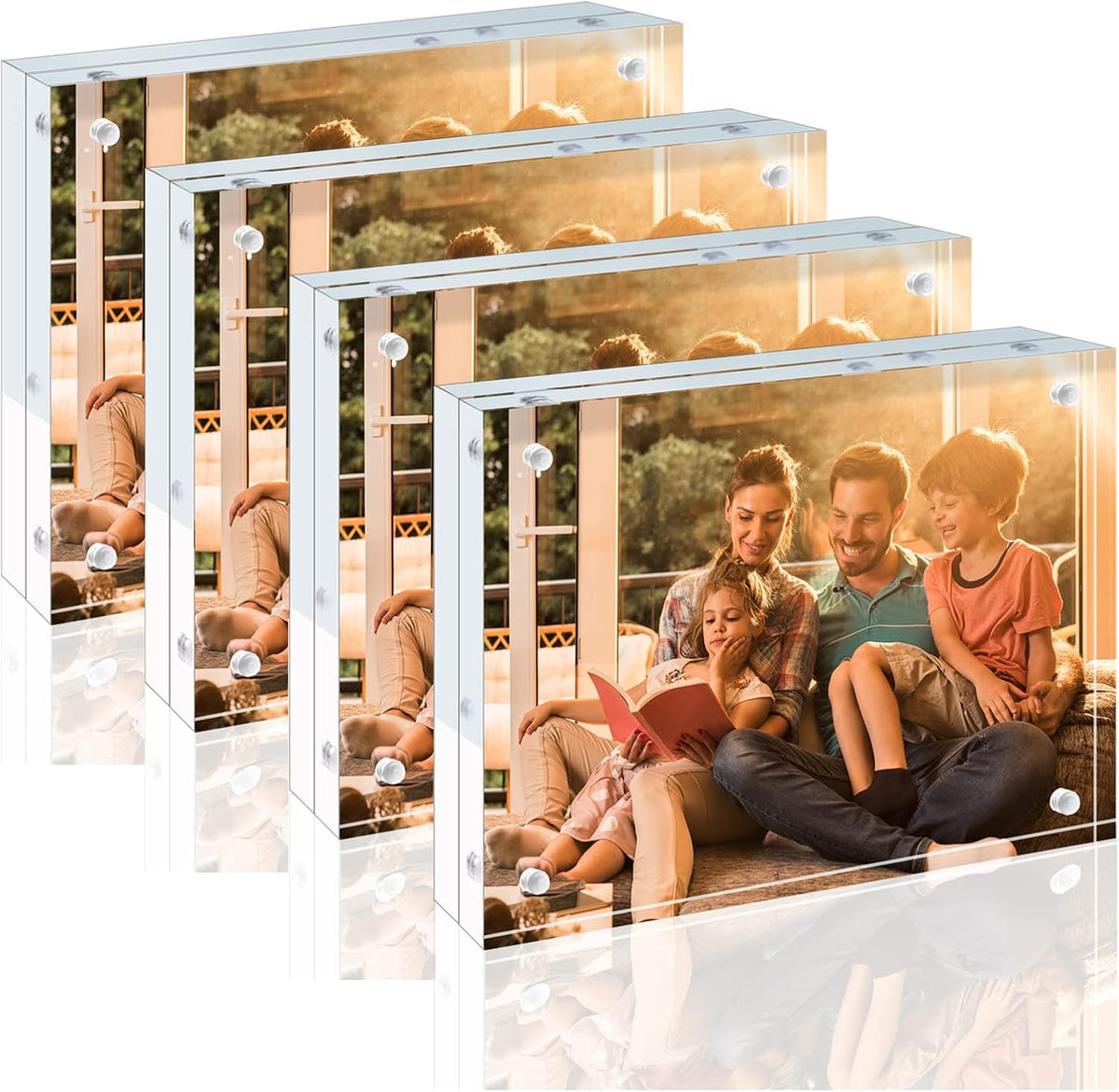 Egofine 5x7 Acrylic Frames 4 Pack, 20mm Thicker Frameless Clear Picture Frames, Double Sided