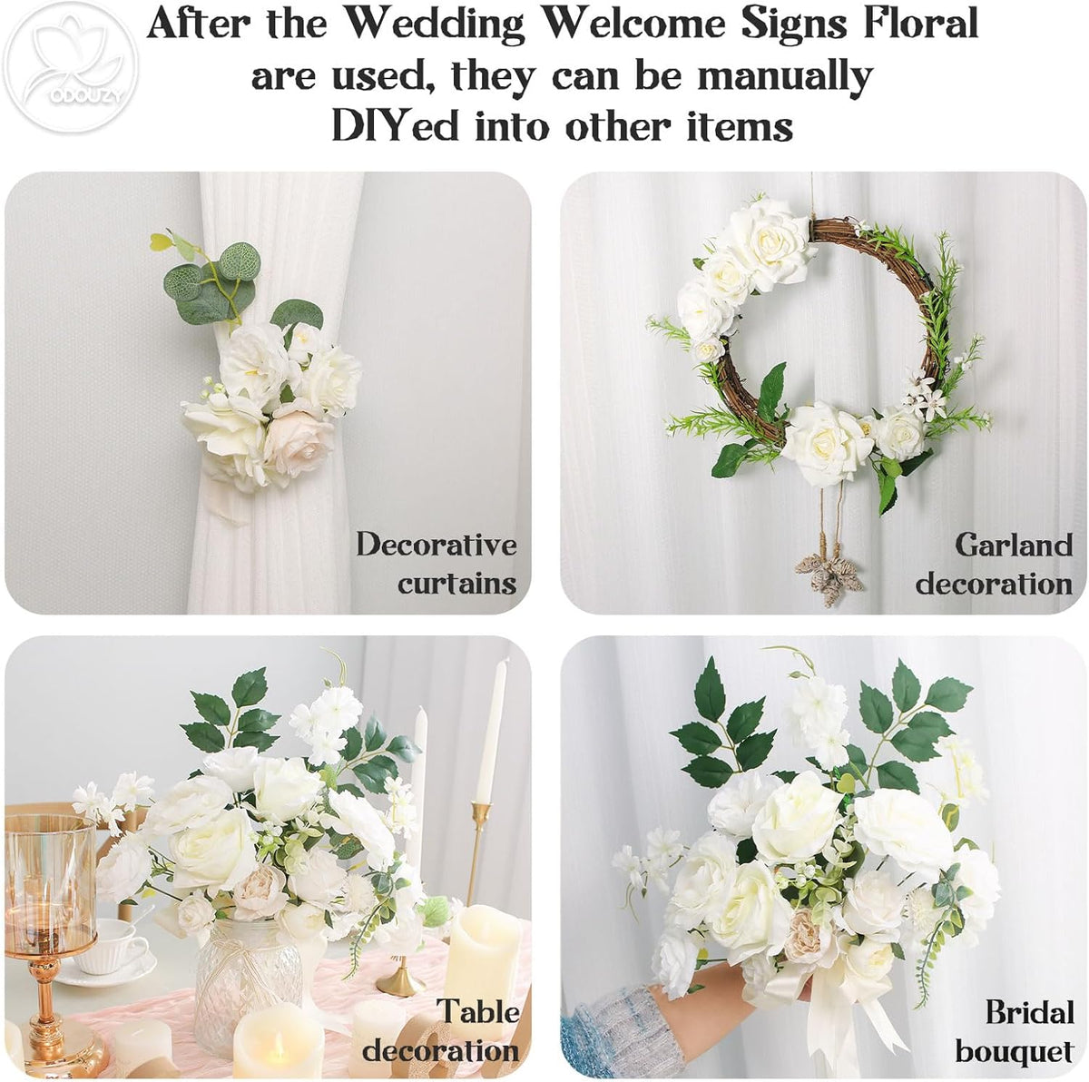 Wedding Arch Flowers Kit,Artificial Flower Arch Decor (Set of 3),2pcs Artificial Flower Arrangement