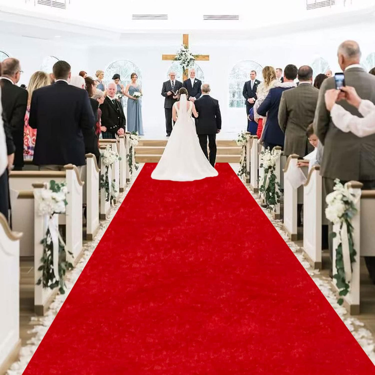 MODFUNS Wedding Aisle Runner Outdoor Red Carpet Runner for Party 4FTx25FT Velvet Fabric Hollywood