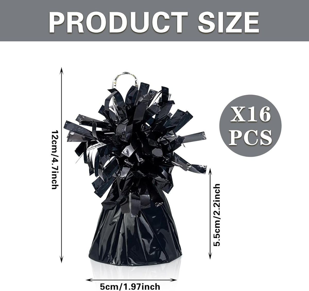16 PCS Metallic Wrapped Balloon Weights Black Heavy Balloon Weight for Balloons Birthday Party