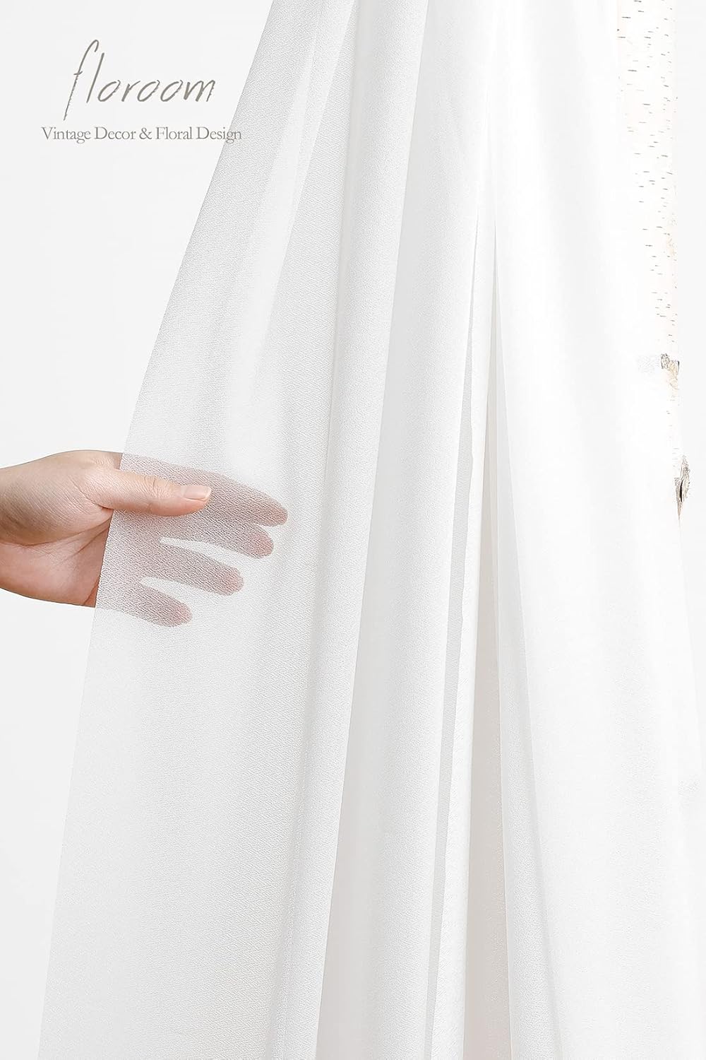 Floroom Wedding Arch Draping Fabric 2 Panels 20Ft White Chiffon Fabric Drapes Arbor Drapery Wedding