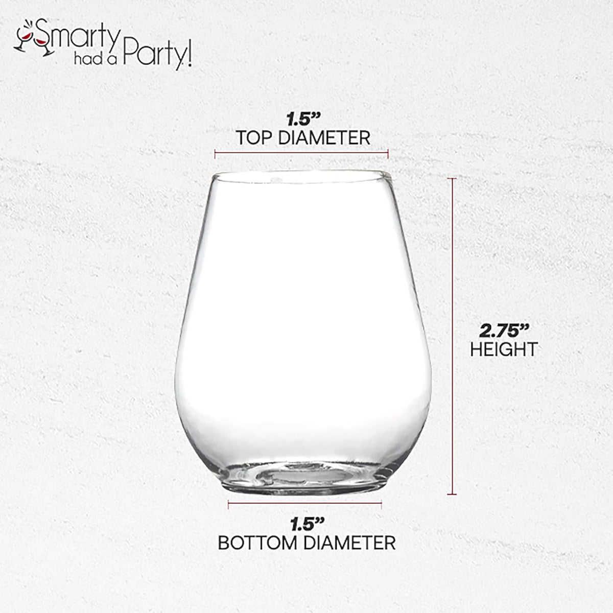 Smarty Had A Party 4 oz Clear Stemless Plastic Mini Goblets, Unbreakable Disposable Wine Goblets