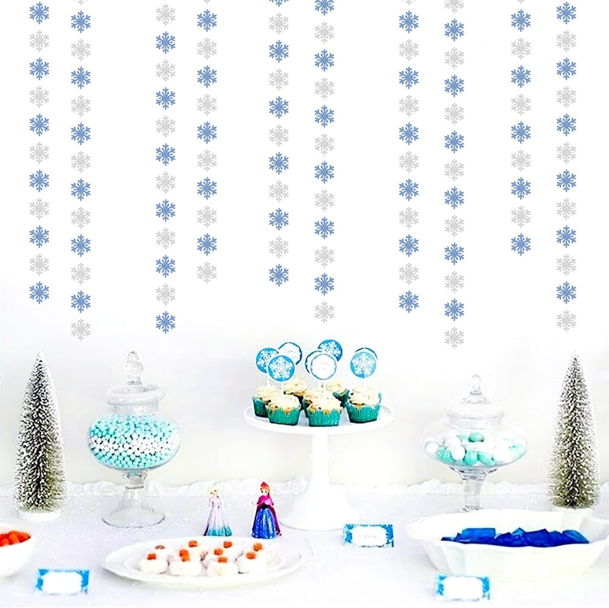 Snowflake-Snow Blue-Silver Christmas Party-Decoration Garland - 52ft Winter Wonderland Frozen