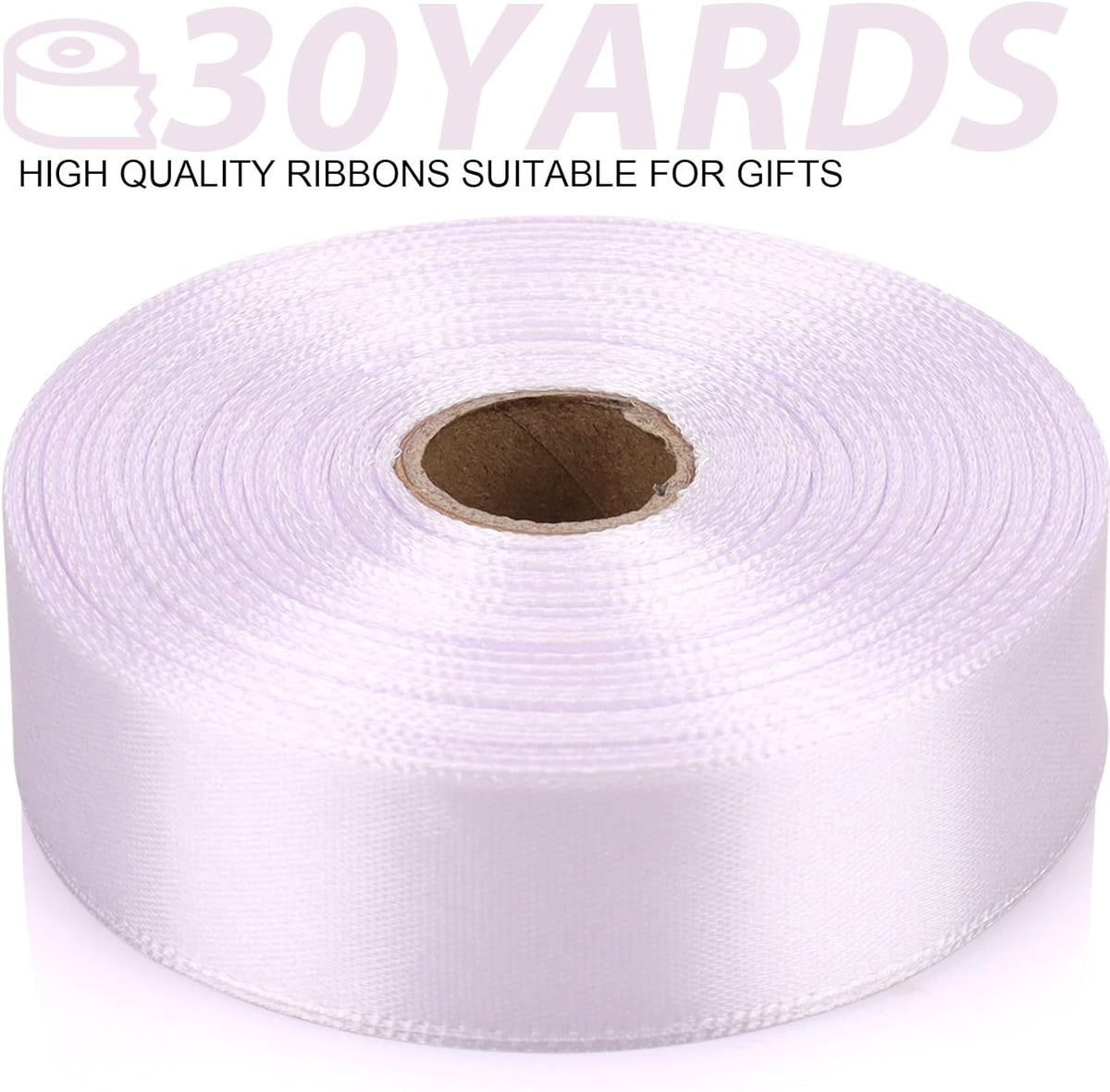 White 7/8 Inch 30 Yards Satin Craft Ribbon - Single Face Polyester Ribbon for Handmade Roses, Gift
