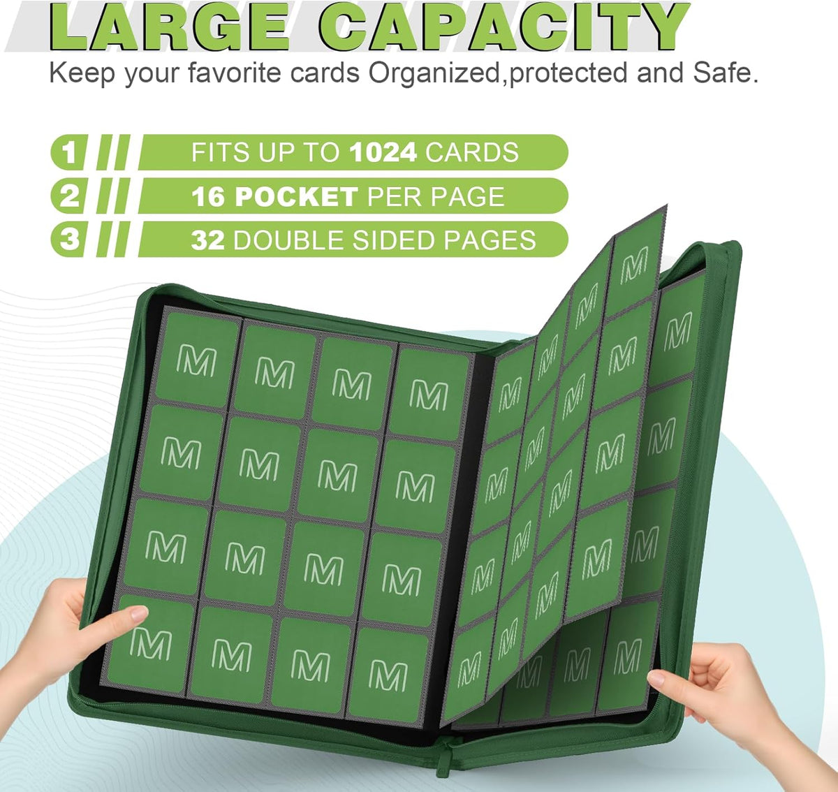 Premium Card Binder 16 Pocket,Trading Card Binder Holds up to 1000+Cards Sturdy Card Collection