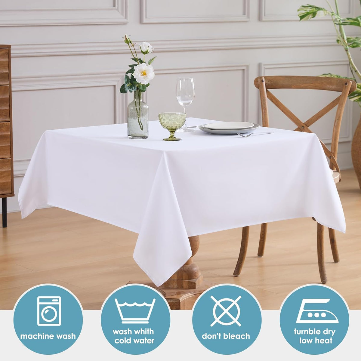 VidaFete Square Tablecloth 2 Pack 52 x 52 Inch Tablecloths Stain Wrinkle Resistant Polyester Dining