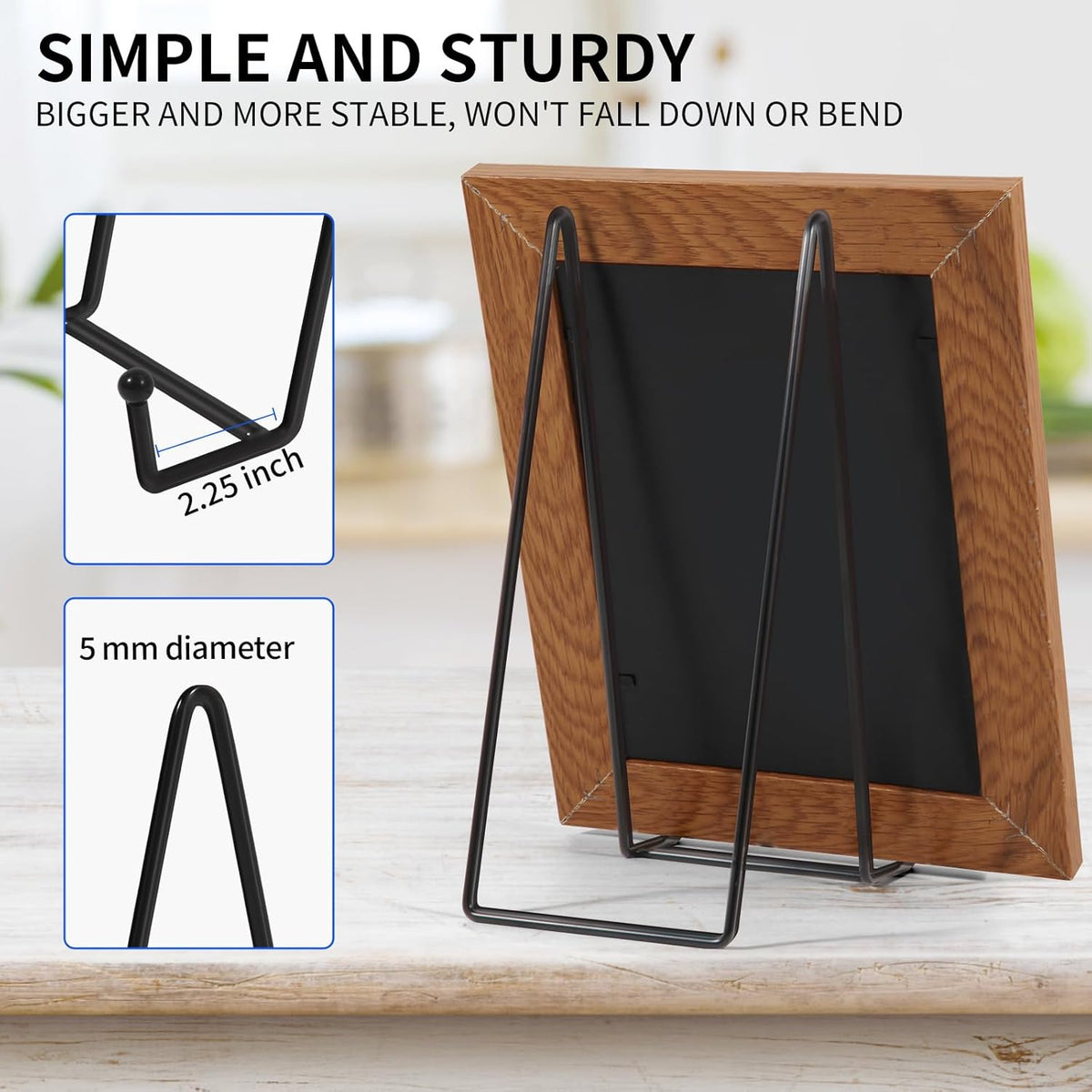 Decolore 5 Pack 10.3 Inch Black Plate Stands Picture Easels for Display Large Book Stands for