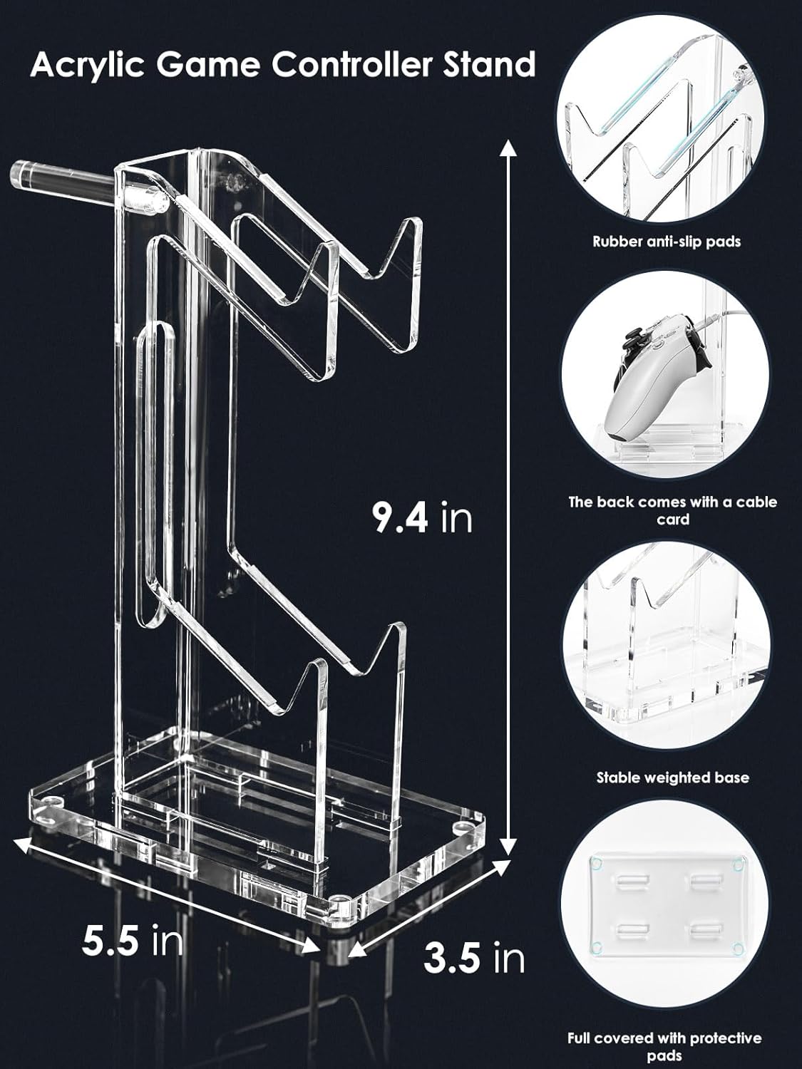OAPRIRE Headset and Controller Stand, Space-Saving 2 Tier Game Controller Holder, Acrylic