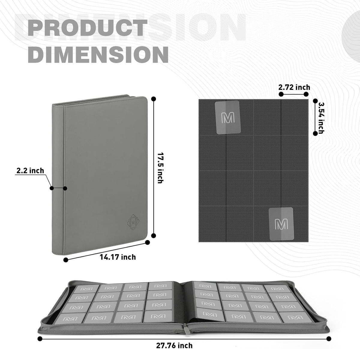 Premium Card Binder 16 Pocket,Trading Card Binder Holds up to 1000+Cards Sturdy Card Collection