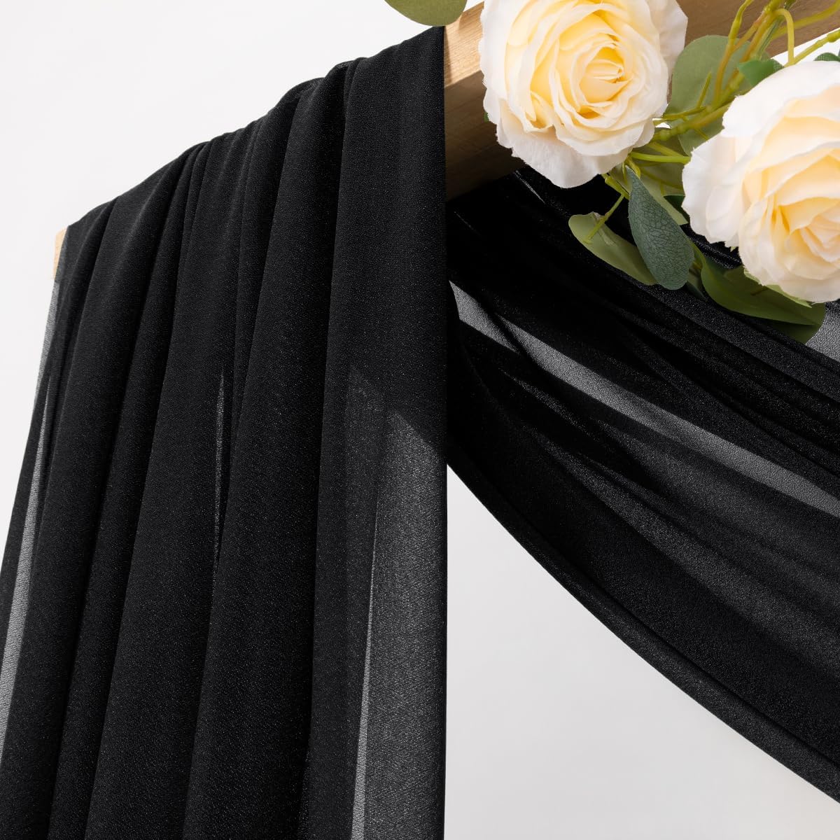 MLMC Black Wedding Arch Draping Fabric 4 Panels 29" x 20 FT Extra Long Gauze Drapes Sheer Backdrop