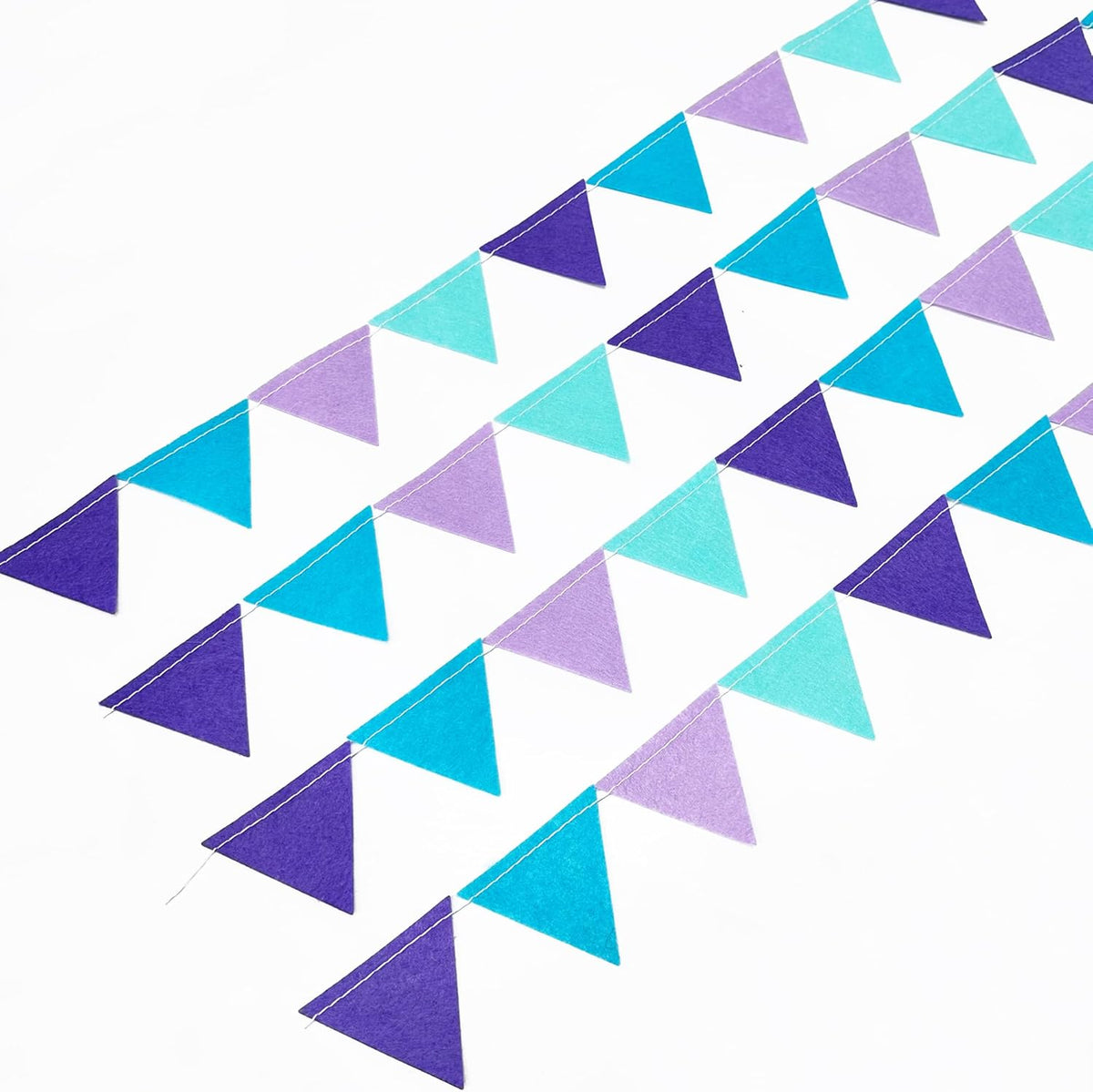 Mermaid Party Decorations Purple Teal Felt Hanging Triangle Mini Bunting Pennant Banner Flag for
