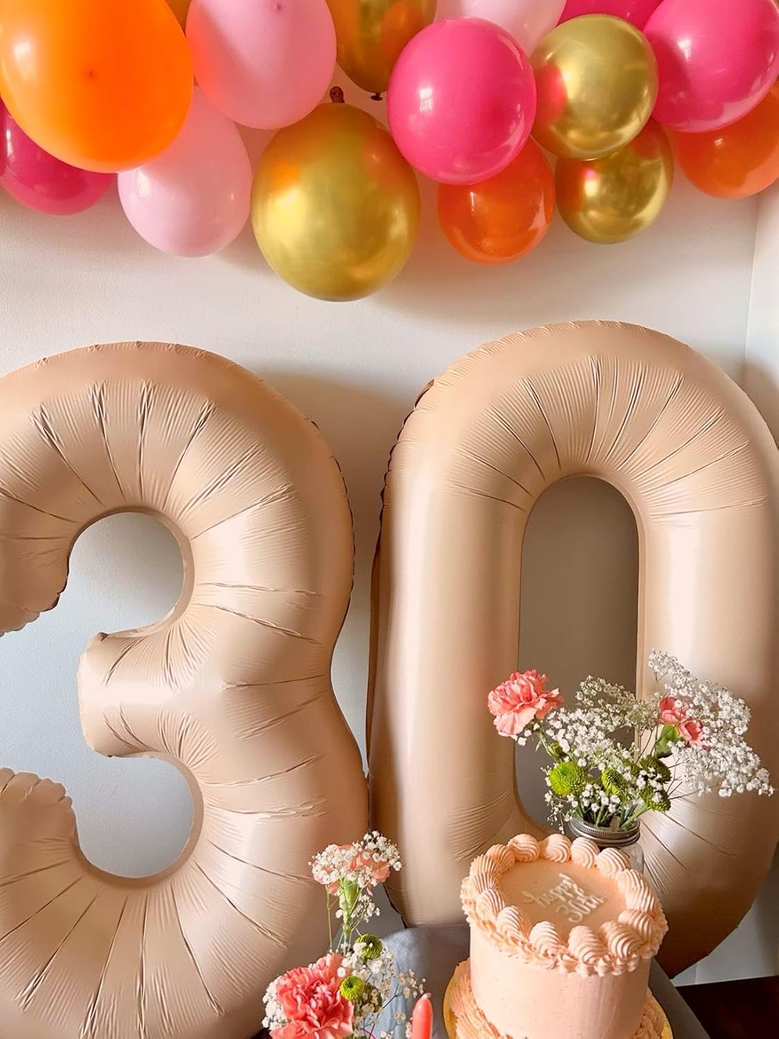Large 40 Inch Light Brown 3 Number Balloon, 3 13 23 30 33 36 38 Light Brown Birthday Party