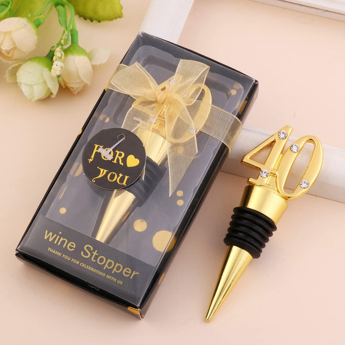 24 Pack 40th Birthday Favors For Guests 40 Years Old Wine Bottle Stopper With Gift Box For 40th