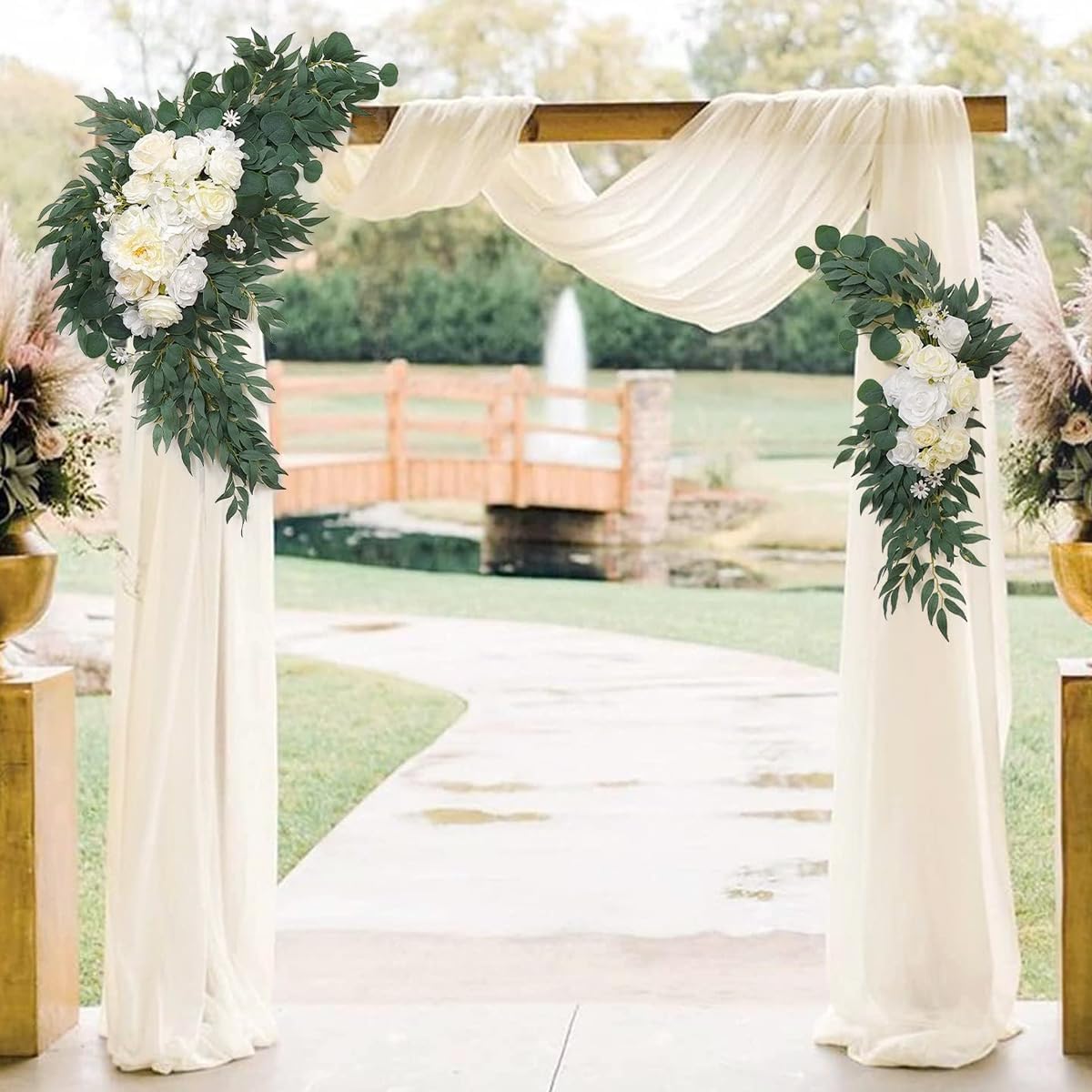 Ivory Wedding Arch Draping Fabric 29" x 20 FT White Drapes for Backdrop Sheer Curtains Wedding