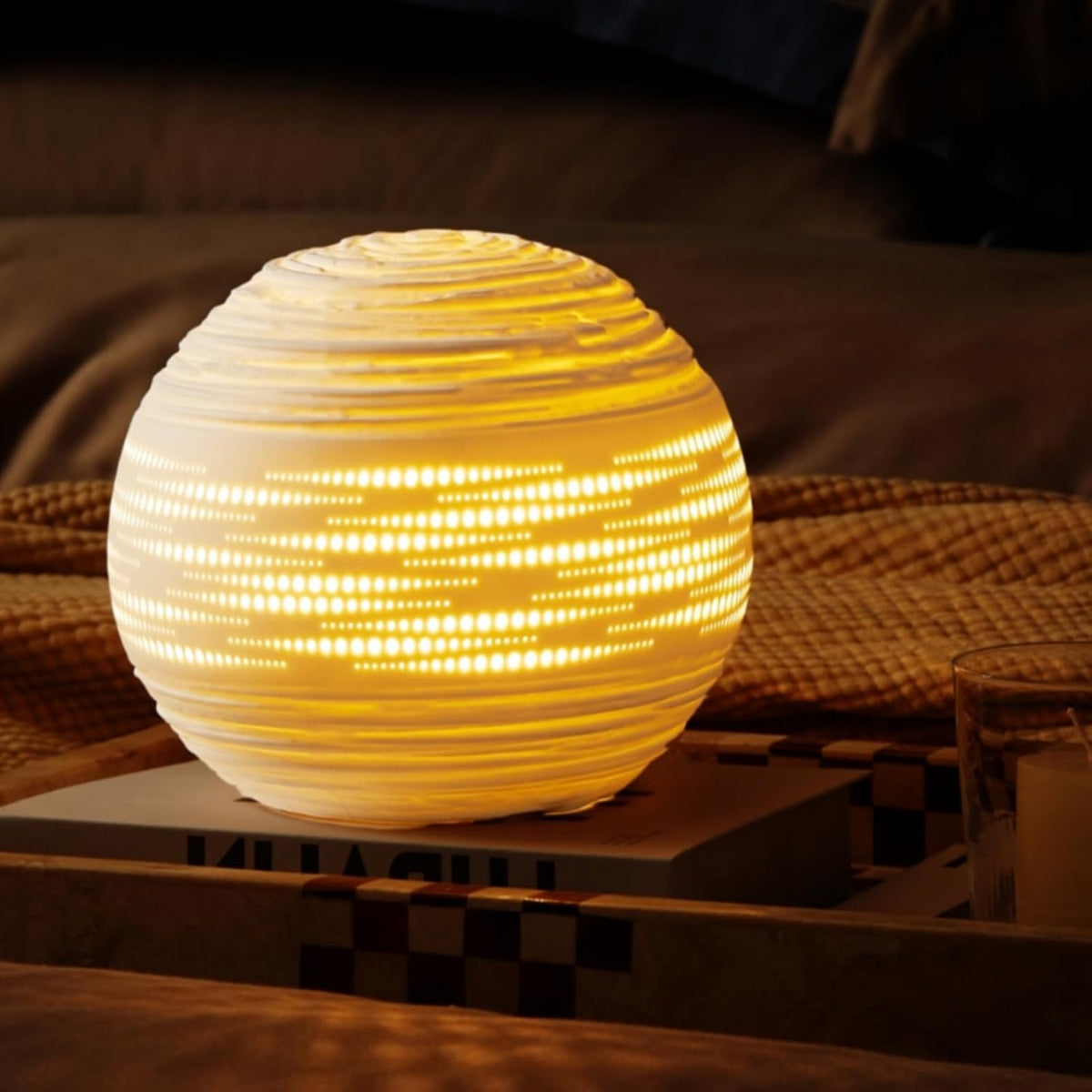 RONDURE 8.7" Modern Ceramic Table Lamp, Modern Bedside Lamps for Bedroom, Living Room and