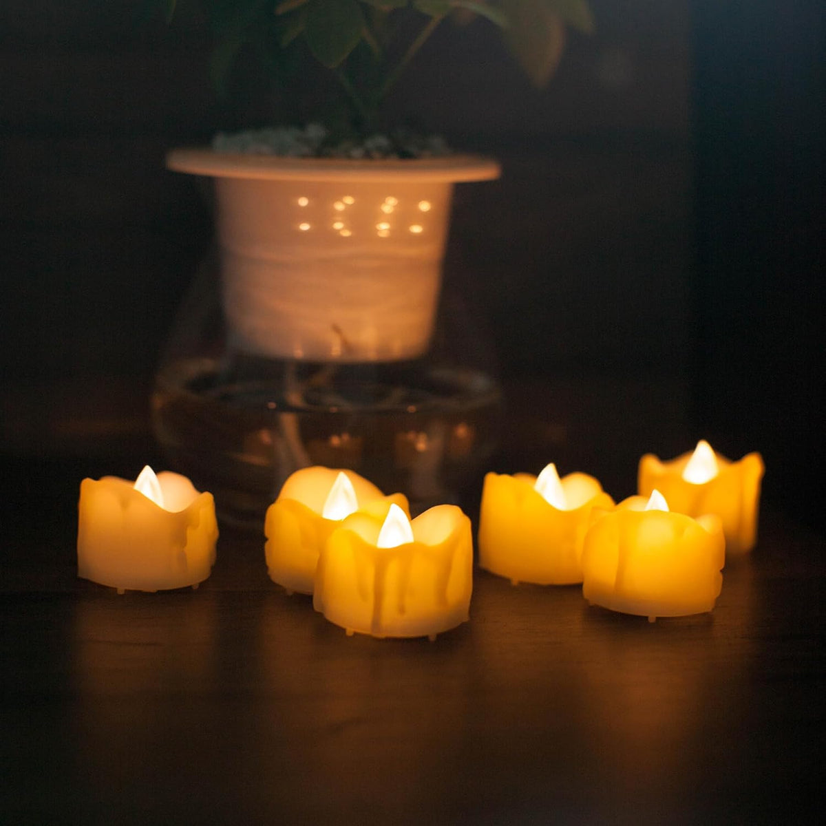 CANDLE CHOICE Battery Operated Flameless Votive Candles with Timer Realistic Flickering Fake