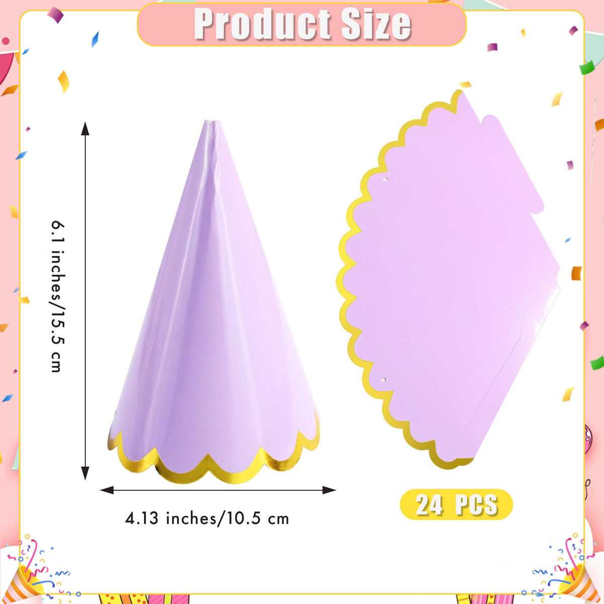CANREVEL 24 PCS Pastel Party Hats for Adults and Kids