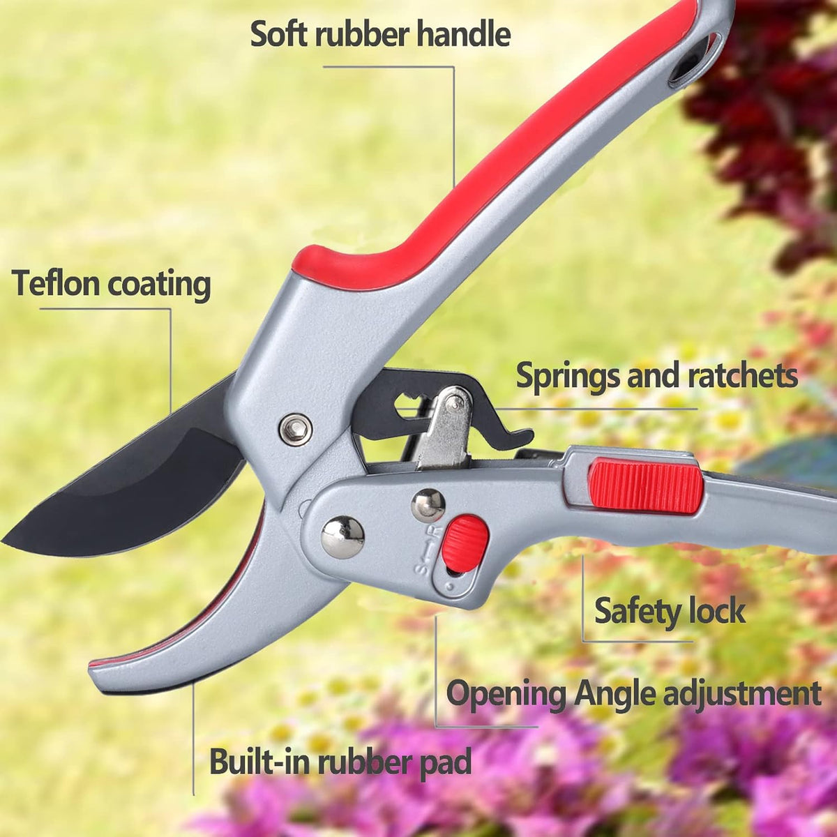 Garden clippers, premium Germany pruners, Work 3 times easier, professional ratchet pruning shears