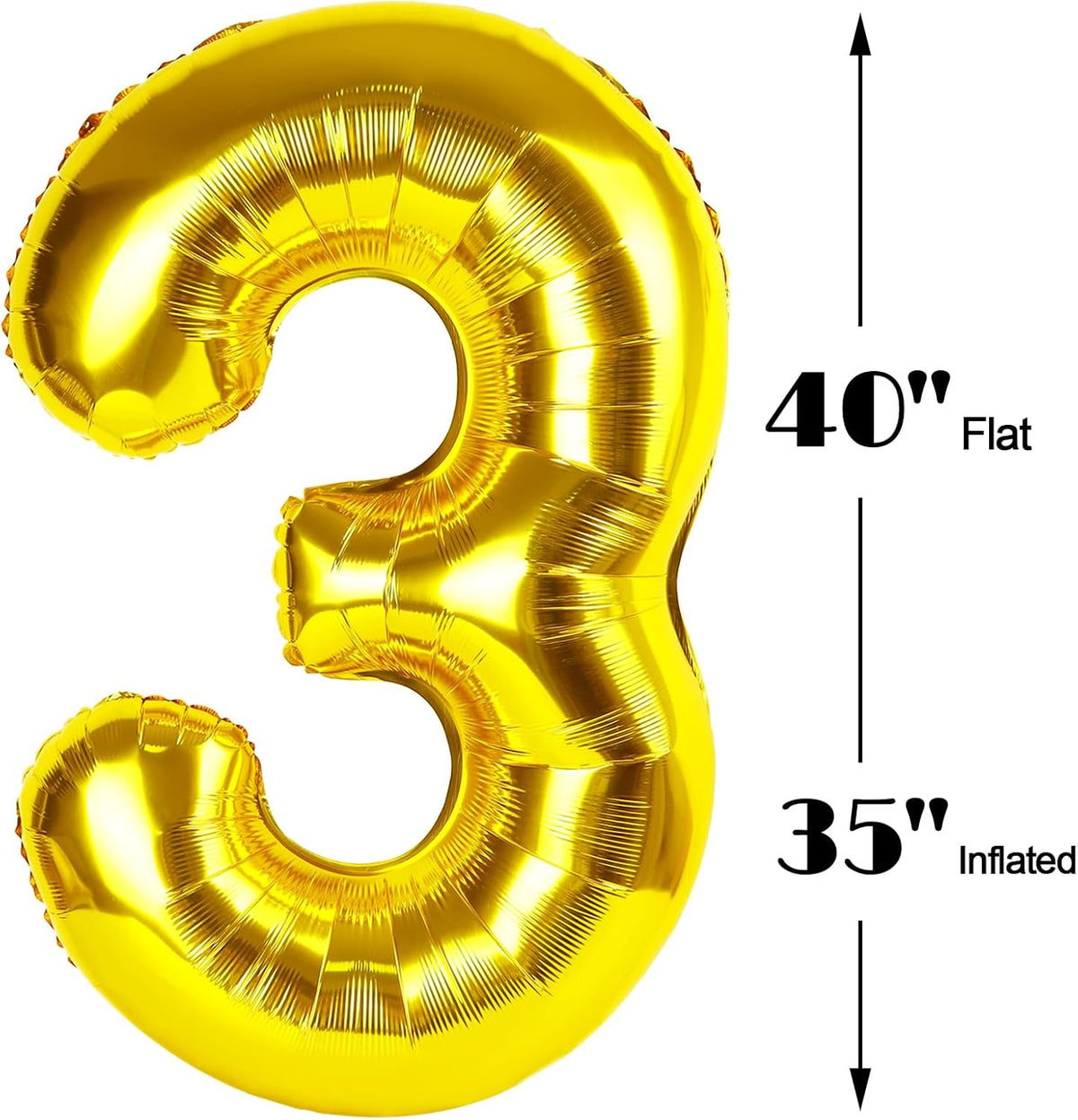 40 Inch Gold 3 Large Number Balloon, 3 13 23 30 33 Wednesday Golden Birthday Party Decorations