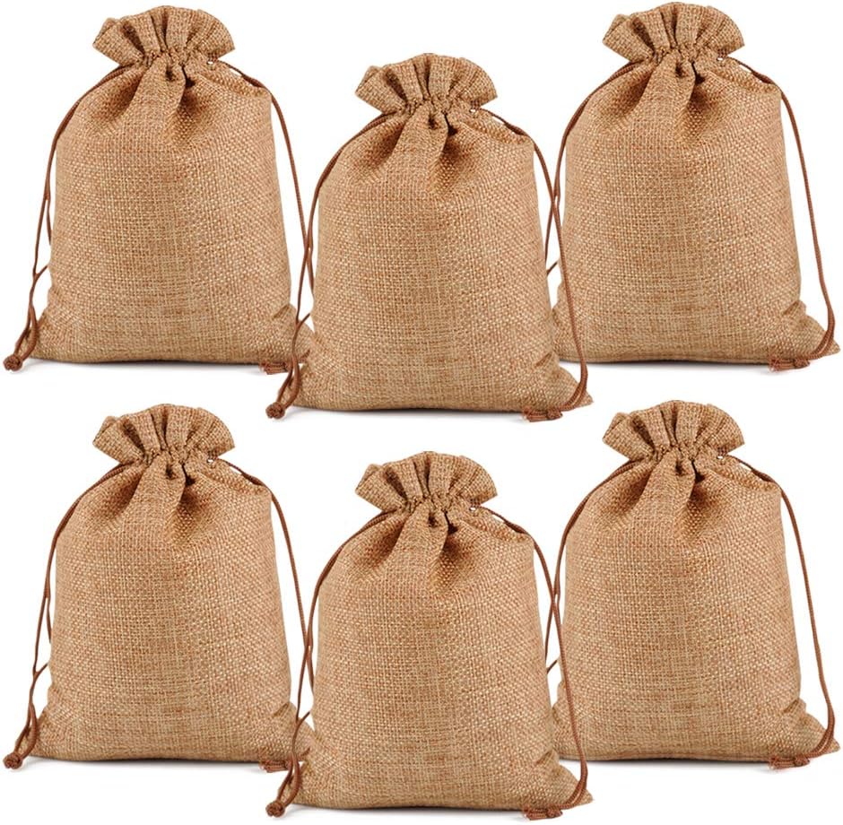Lucky Monet 25/50/100PCS Burlap Gift Bags Wedding Hessian Jute Bags Linen Jewelry Pouches with