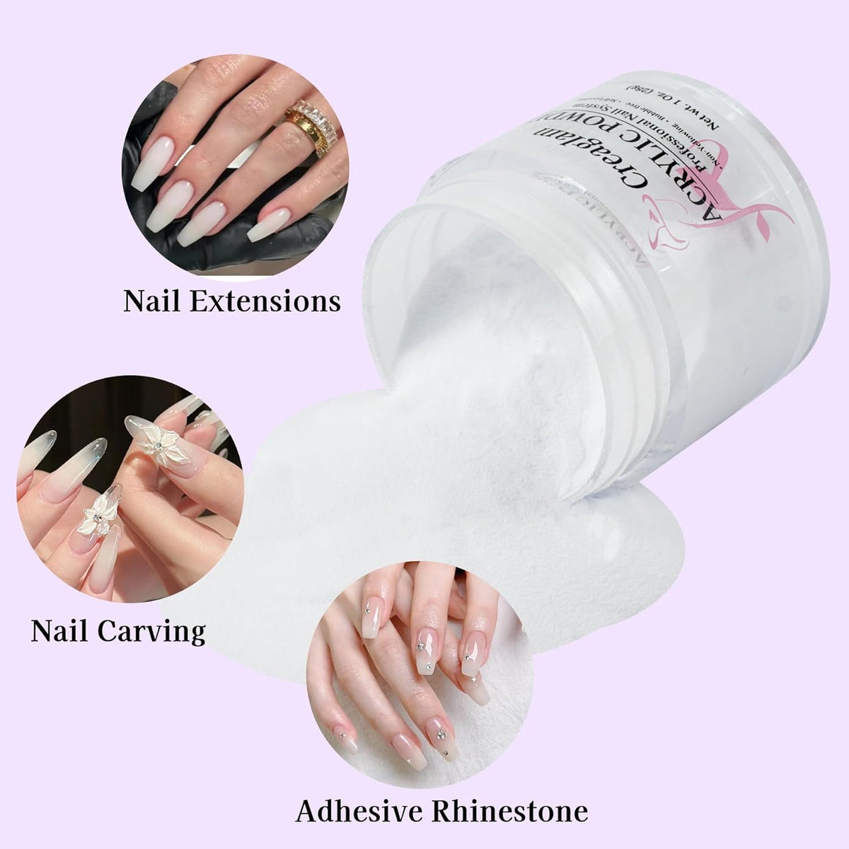 Cover Acrylic Powder for Nail: 3 Pcs Super Acrylic Nail Powder Polymer for Carving Nails - 28g