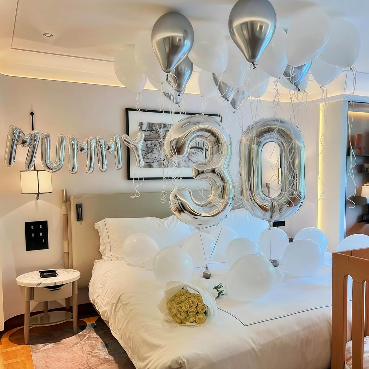 40 Balloons Silver, Giant Number 4 & 0 Helium Foil Balloon for Women 40th Birthday Decor, 40'' Self