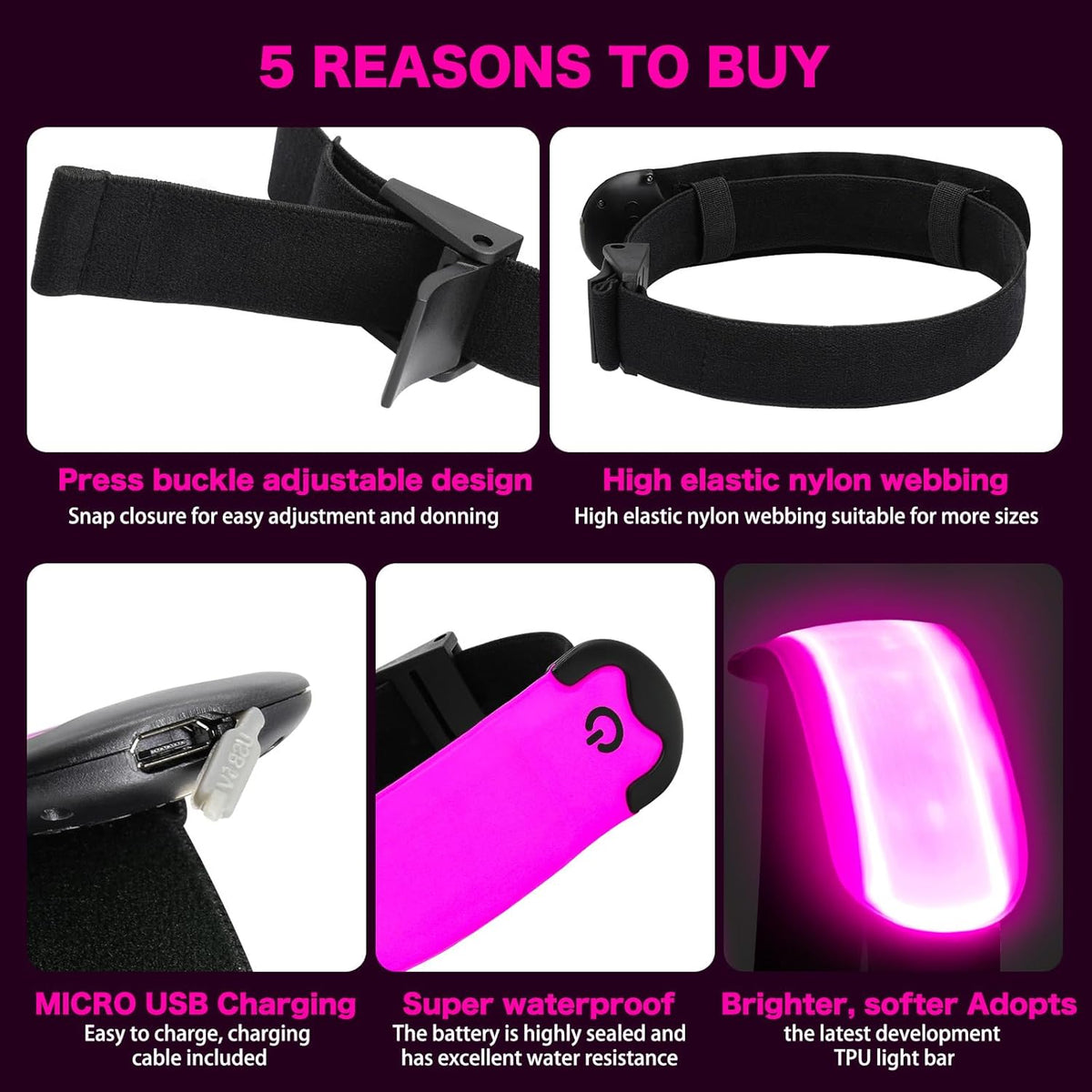 LED Armband Running USB Rechargeable(2 Pack), High Visibility Wristband for Runners, Joggers, Pet