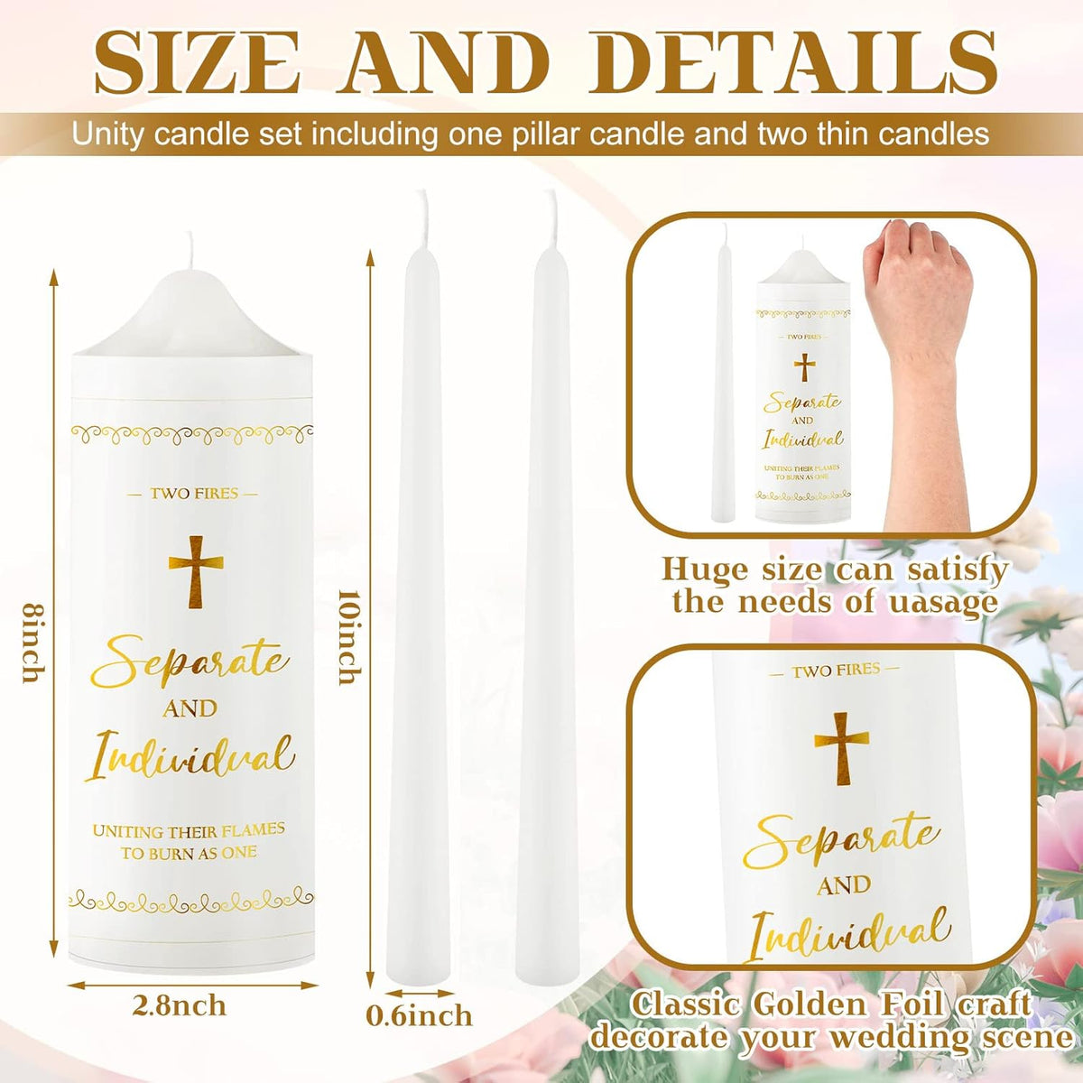 Frienda Unity Candles for Wedding Ceremony Set Wedding Unity Taper Candles Catholic Religious