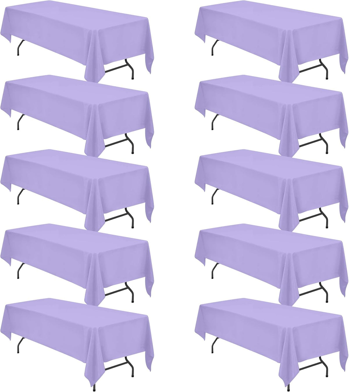 BRILLMAX 10 Pack Lavender Tablecloths for 8 Foot Rectangle Tables 60 x 126 Inch - 8ft Rectangular