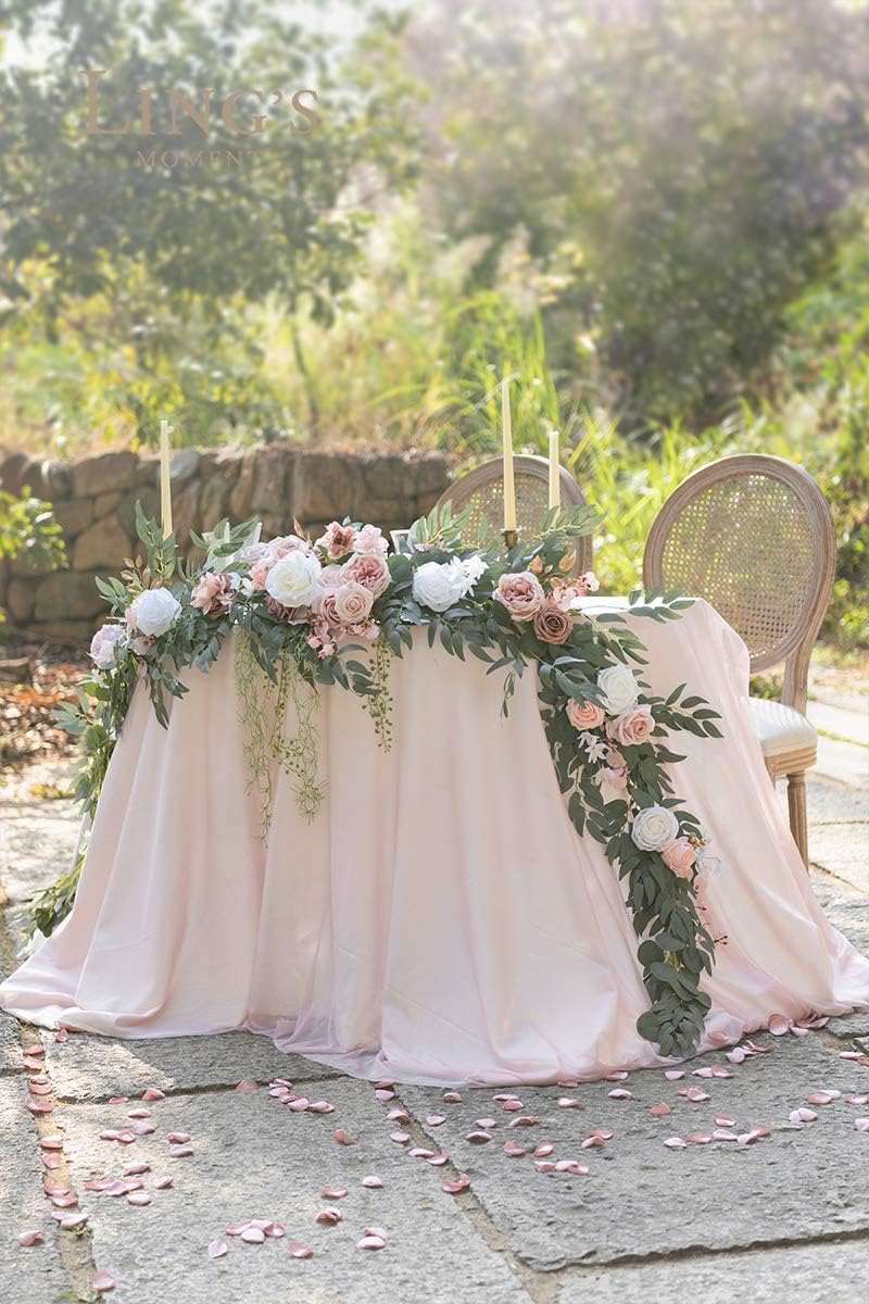 Ling's Moment 9FT Spring Flower Garland for Backdrop Decorations - Wedding Arch Flowers, Eucalyptus