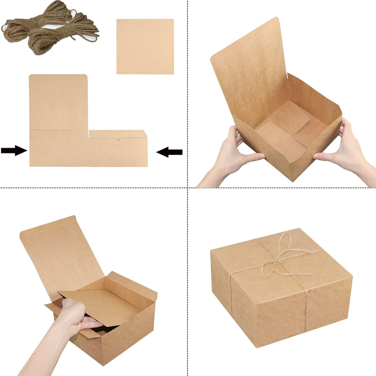 Xxcxpark 16 PCS Brown Kraft Gift Boxes 8x8x4 Inches, Decorative Party Favor Kraft Paper Gift