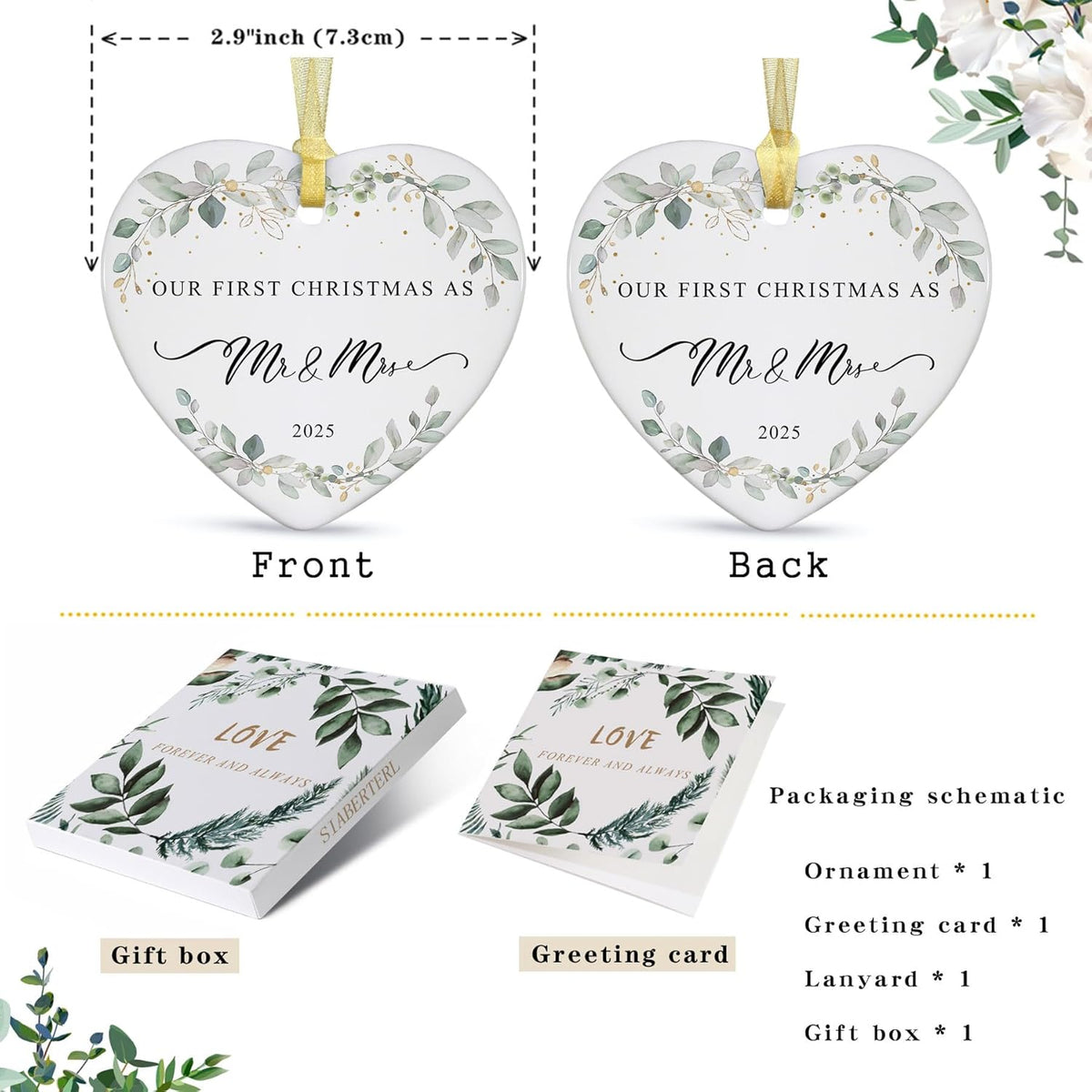 2025 First Christmas Married Ornament,First Year as Mr and Mrs Christmas Hanging Ornament Wedding