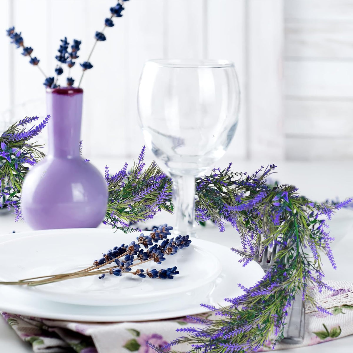 MAKHOT 6Ft Purple Lavender Artificial Garland Decor, Spring Summer All Year Lavender Deep Purple