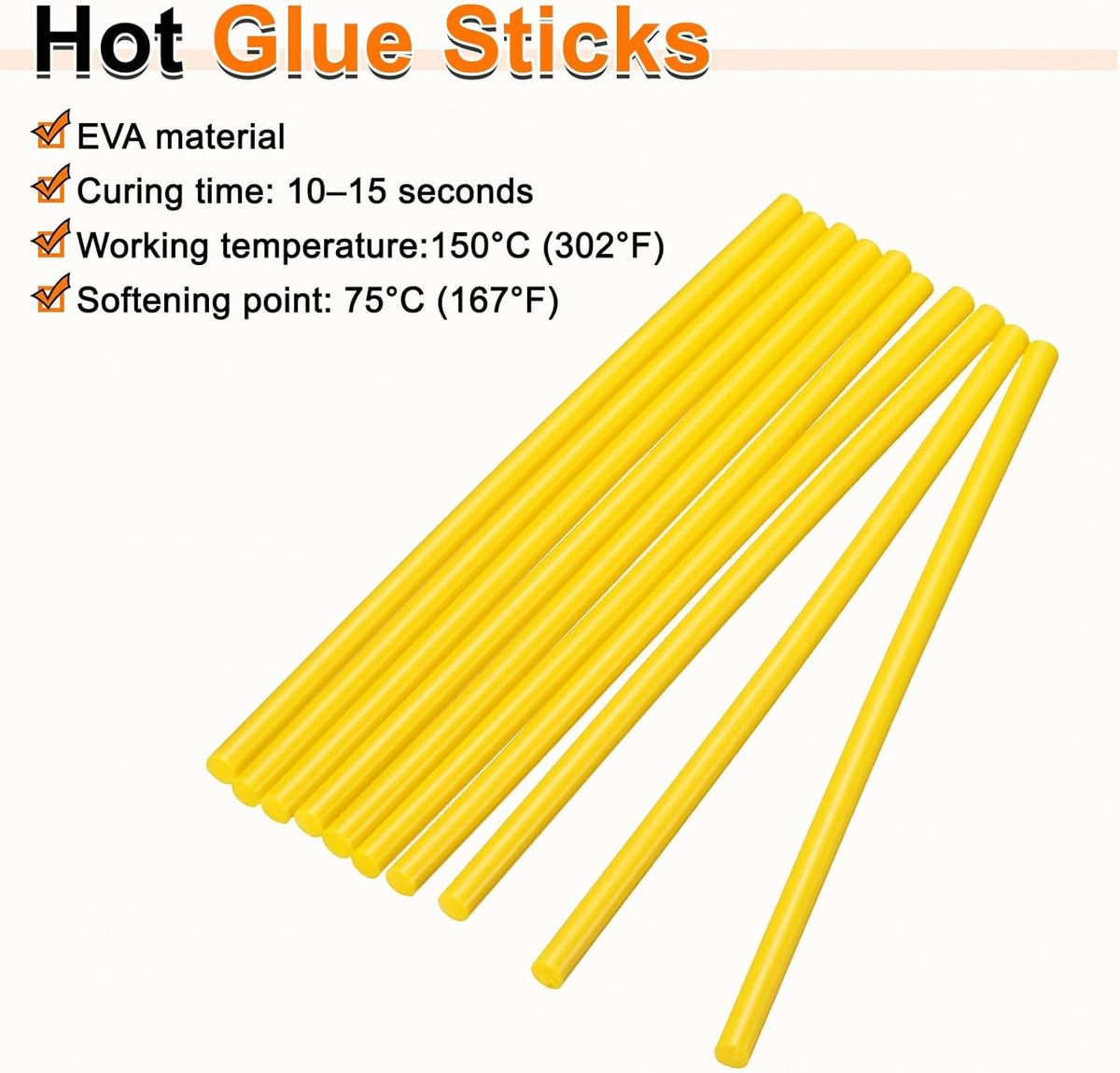 HARFINGTON 10pcs Hot Glue Sticks 0.28" Dia x 3.94" Long EVA Mini Hot Melt Adhesive Glue Stick for