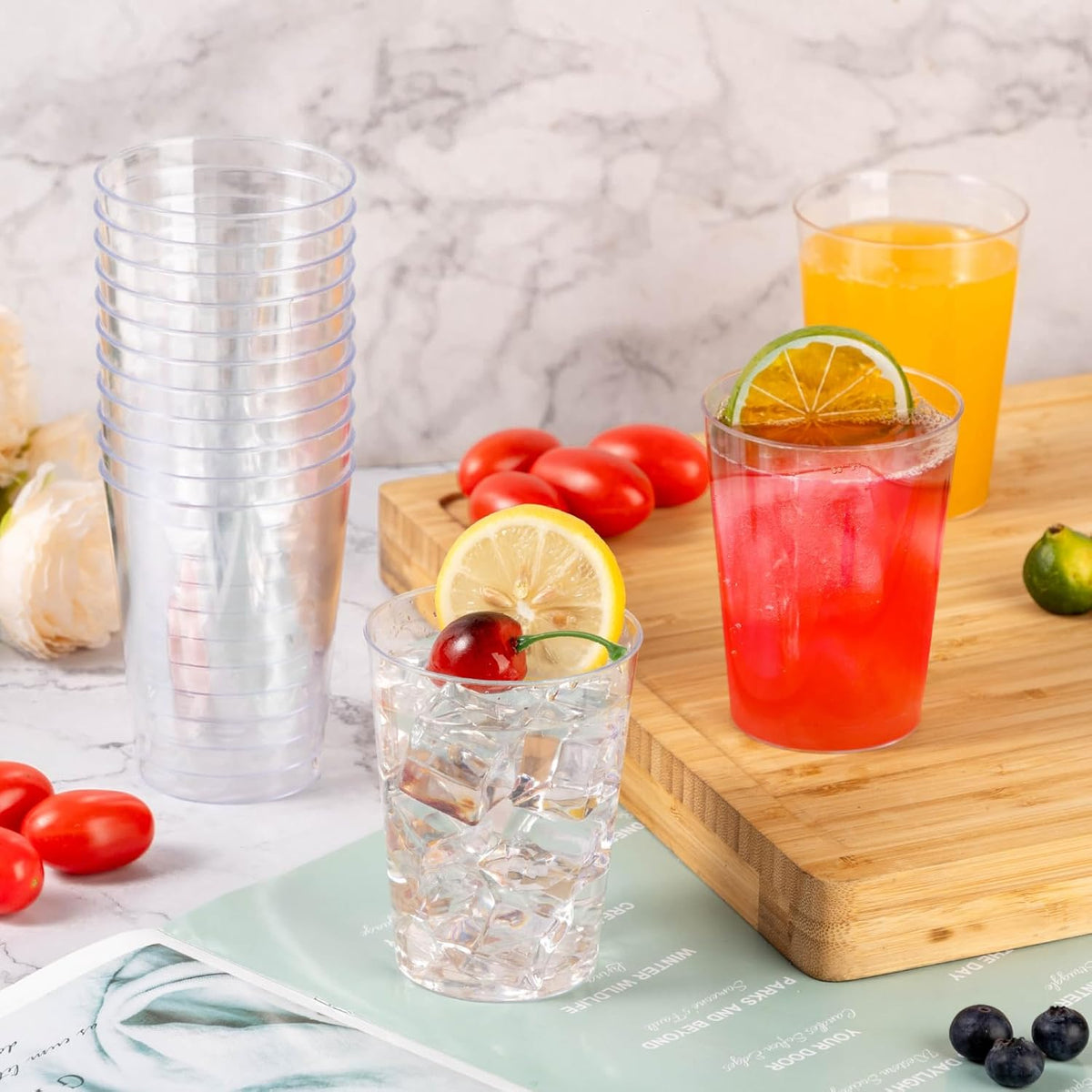 Goodluck 200PCS 10oz Clear Plastic Cups for Party, Disposable Clear Plastic Cups, Cocktail Glasses