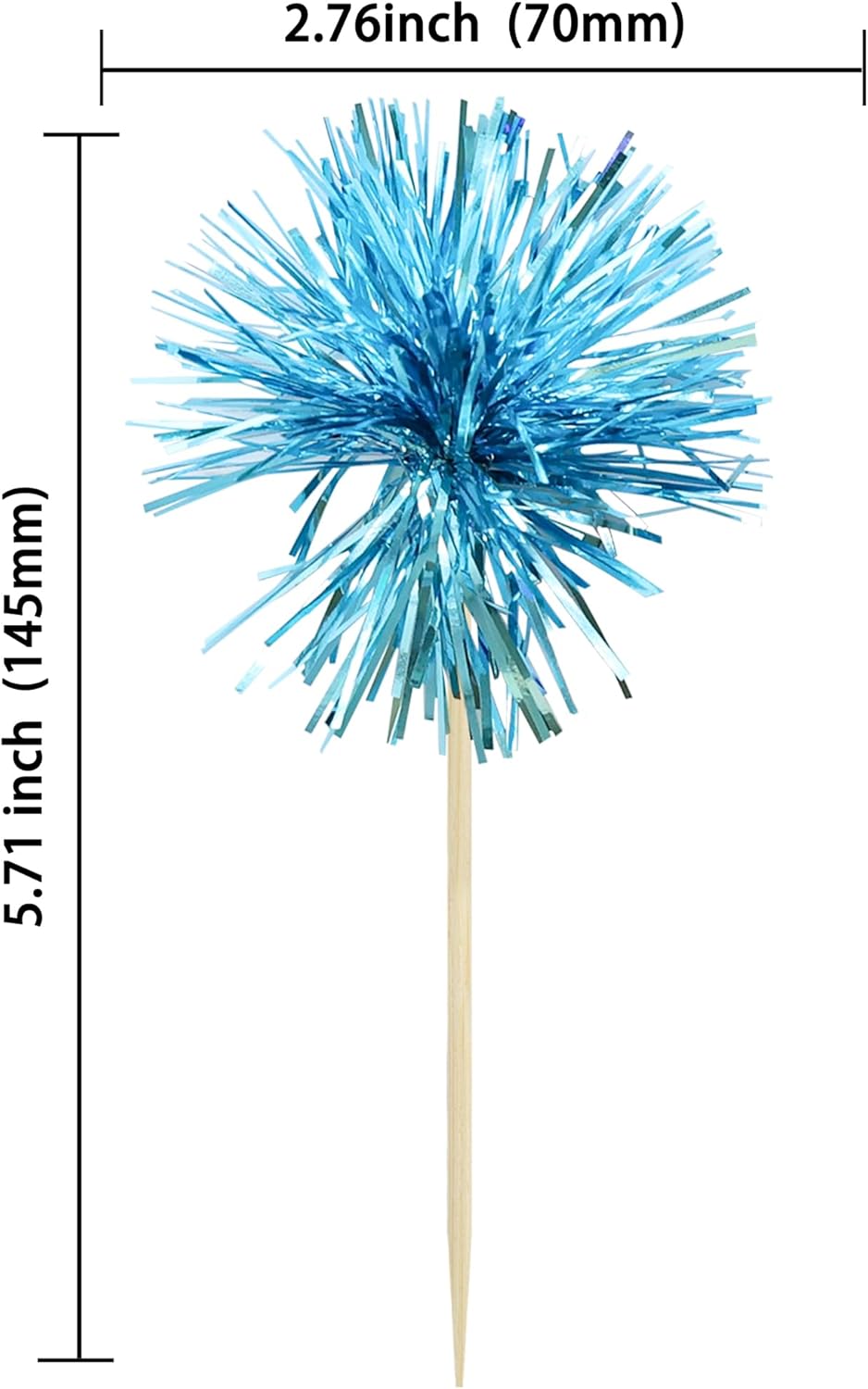 Gyufise 30Pcs Foil Firework Cupcake Toppers Sparkle Tinsel Cake Toppers Tinsel Drink Cake
