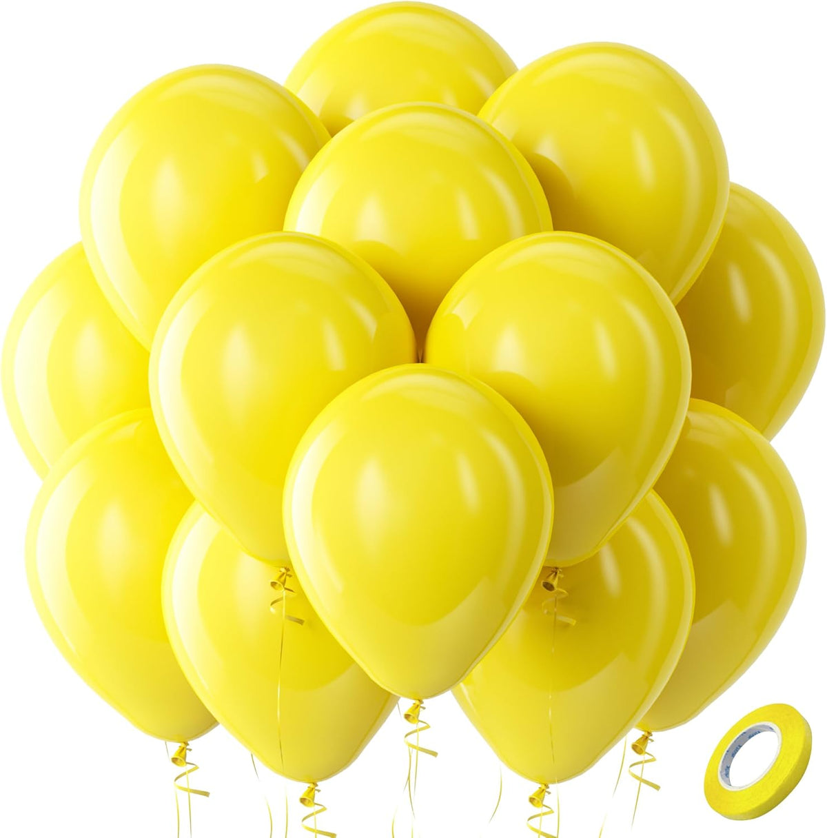 Bezente Yellow Balloons Latex Party Balloons - 100 Pack 12 inch Round Helium Yellow Balloons for