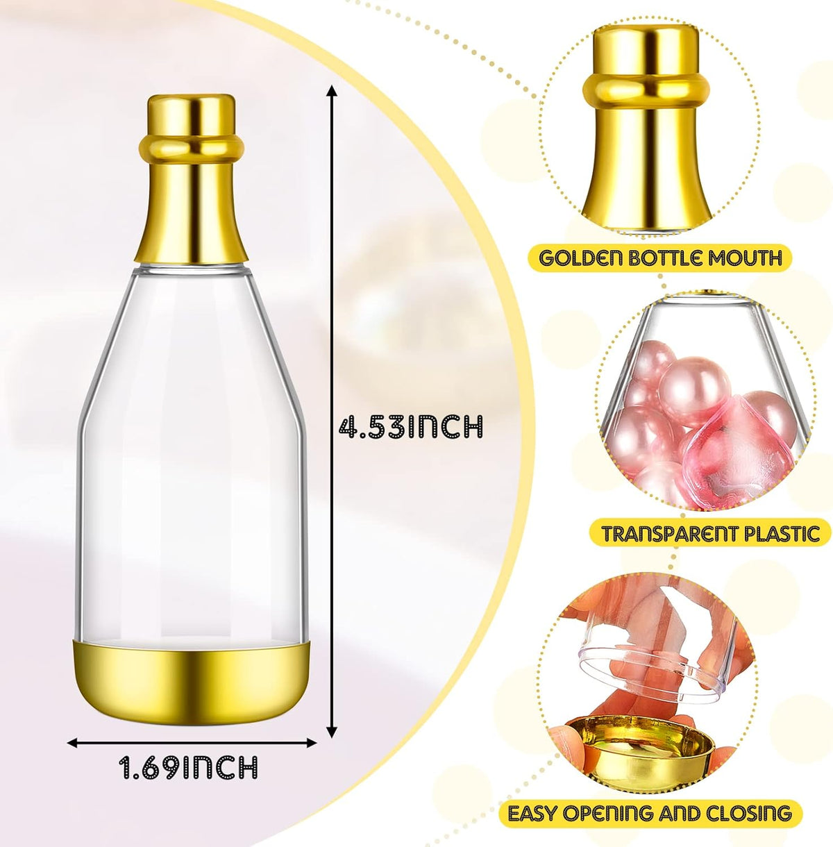 Cunhill 18 Pieces Mini Champagne Bottles Container Bulk Plastic Small Champagne Candy Bottles DIY